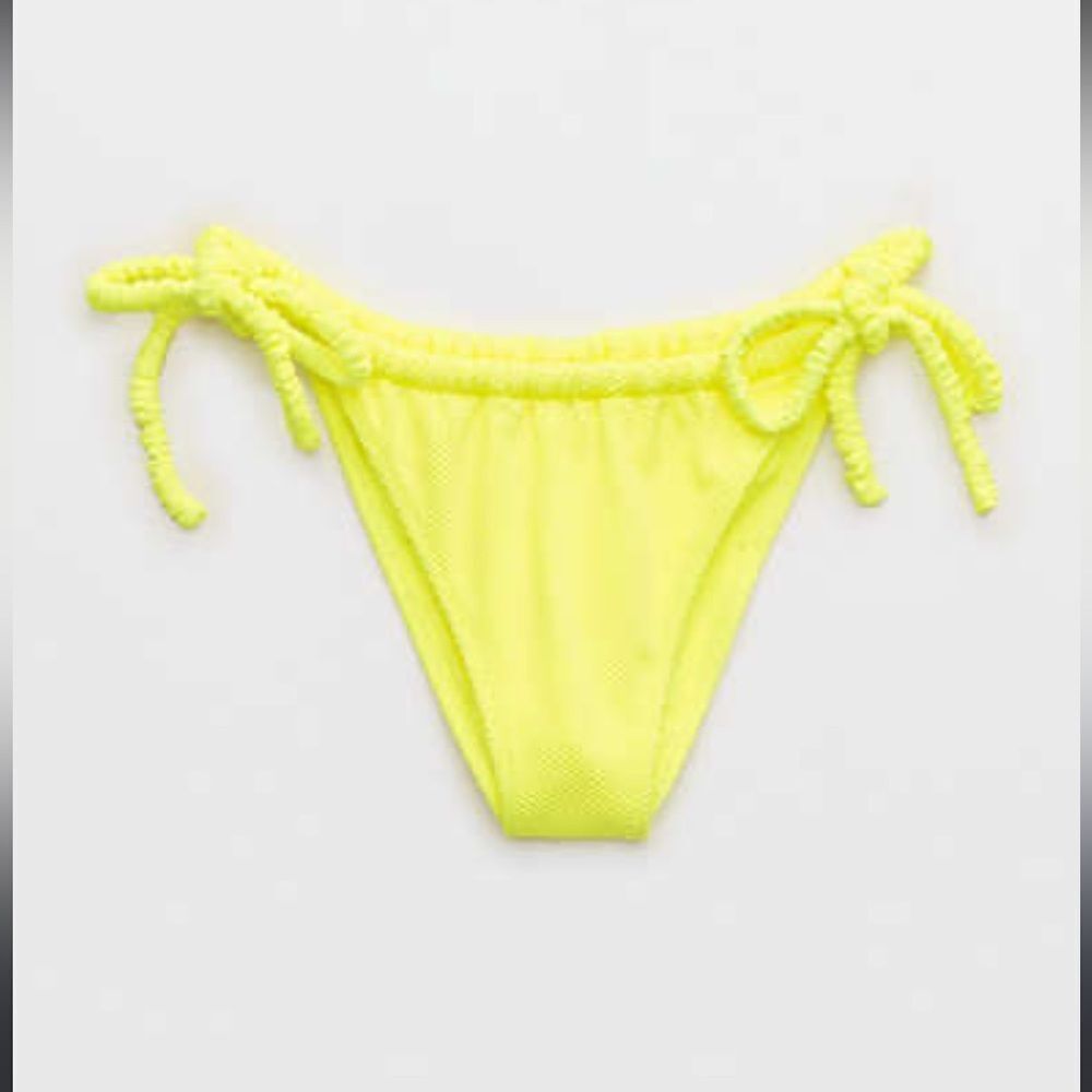 Aerie‎ Shine Twist Longline Bikini Tie Bottom Yellow M NWT
